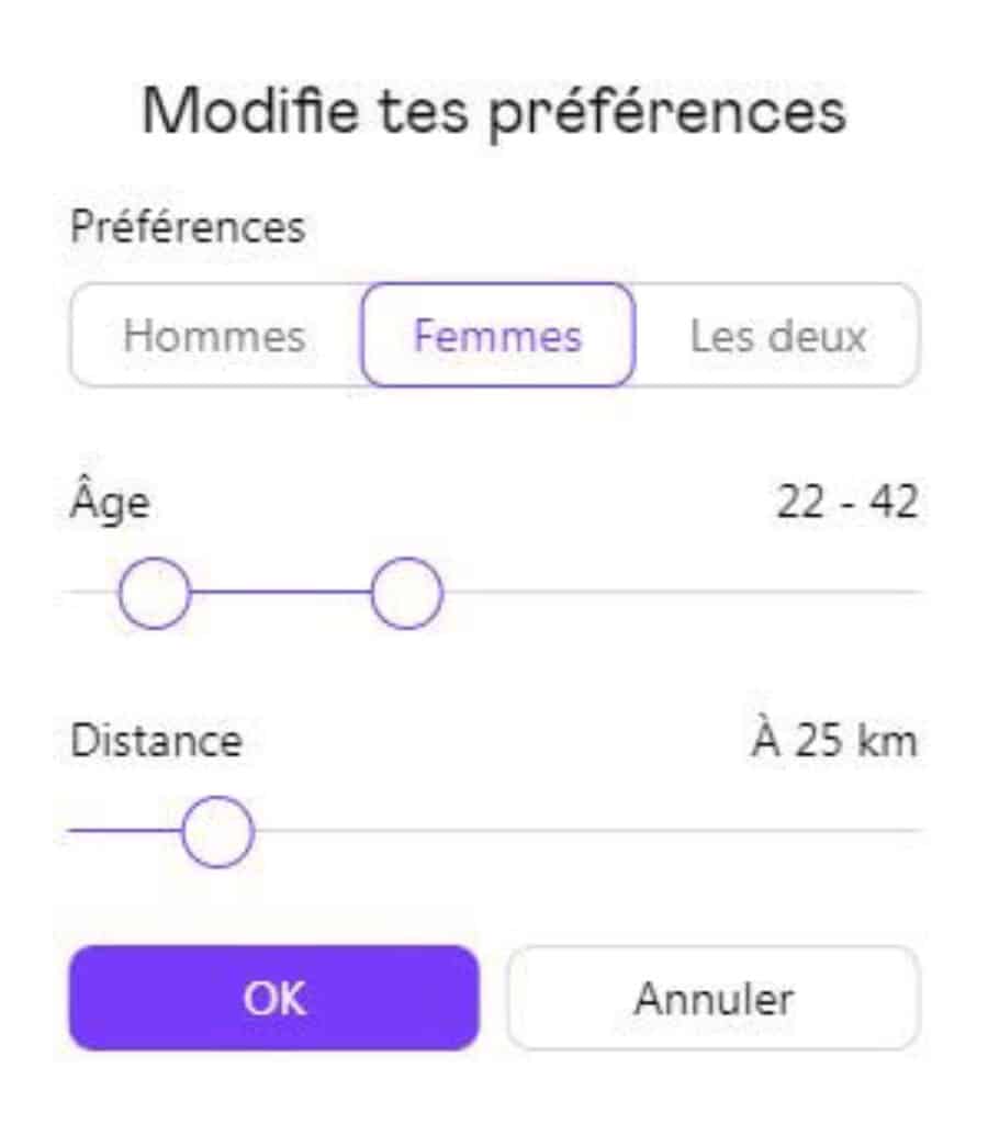 badoo modifie tes preferences